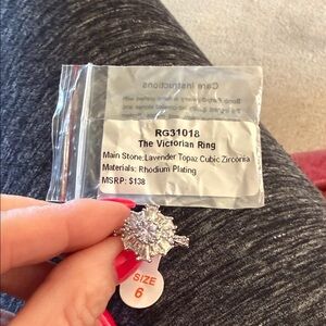 The Victorian Lavender Topaz Ring - Rhodium Plated (Size 6)